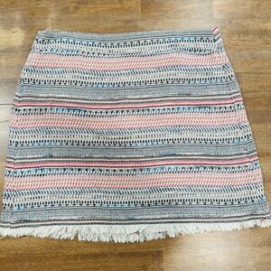 LOFT Striped Fringe Hem Mini Skirt - White, Pink & Blue